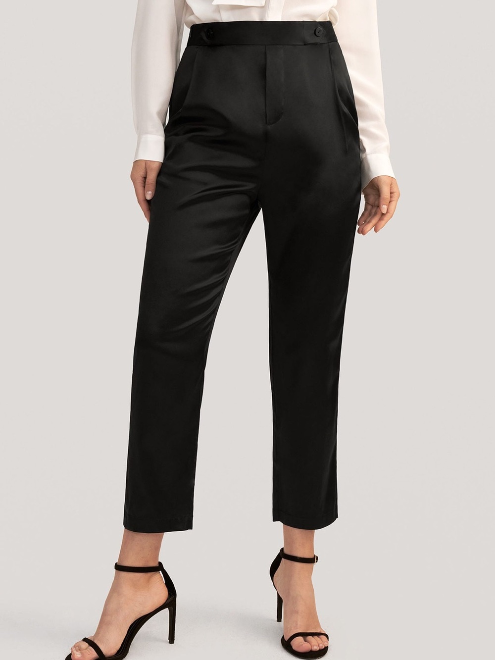 LILYSILK Comfort Fit Silk Cigarette Pants Womens 16 Black NWT Luxury Preppy - Picture 4 of 16